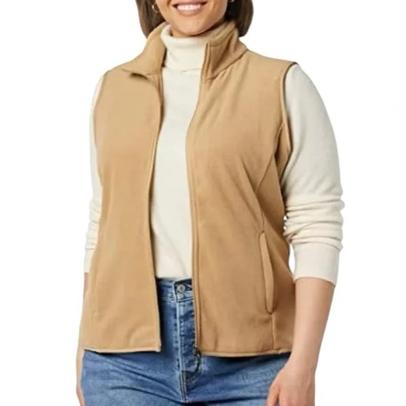Tan Sleeveless Fleece Zip-Up Vest SZ M - Picture 4 of 8